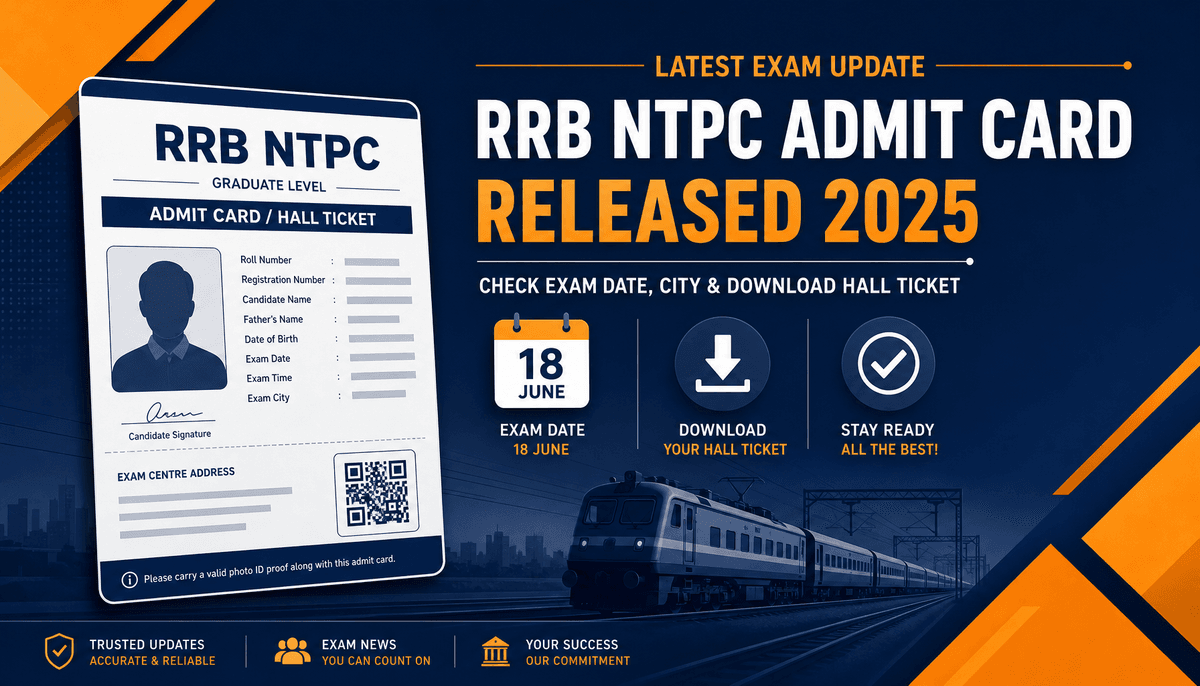 RRB NTPC Undergraduate Admit Card 2026 Released for 18 June Exam – CEN 07/2025 Hall Ticket Download Link