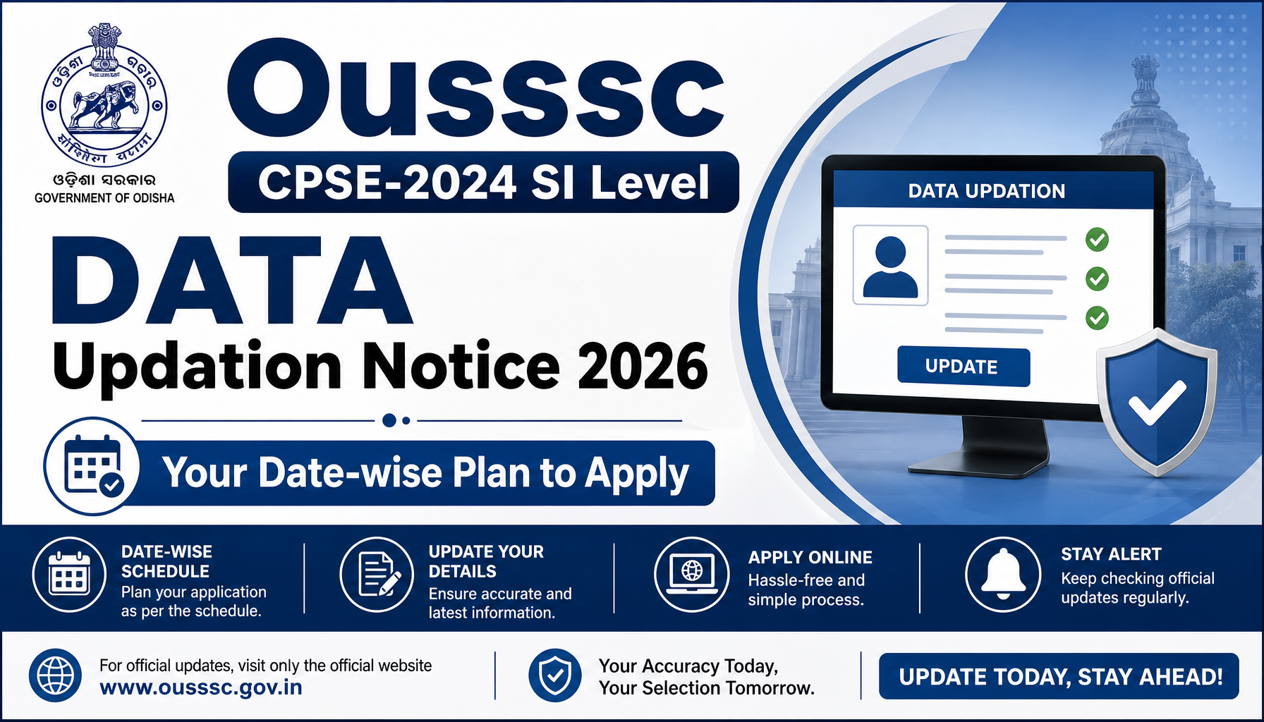 Ousssc CPSE-2024 SI Level DATA Updation Notice 2026: Your Date-wise Plan to Apply