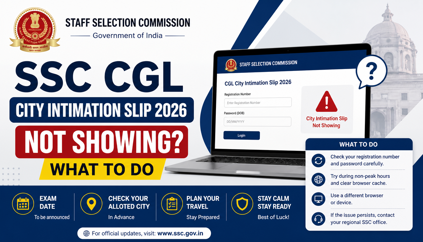 SSC CGL City Intimation Slip 2026 Not Showing? What to Do